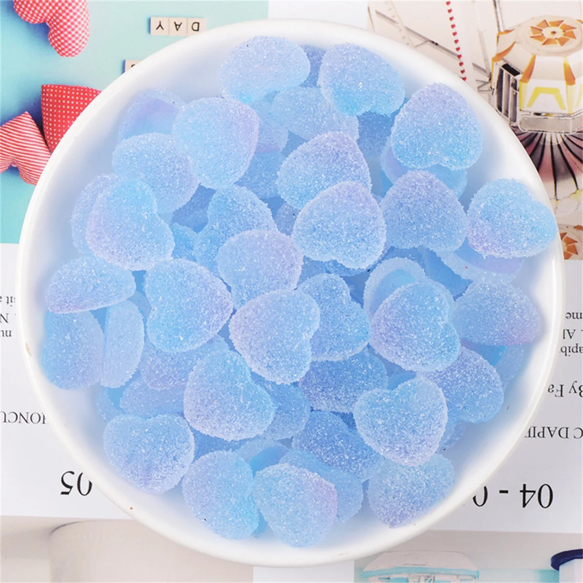 10pcs Soft Candy Heart resina Nail Art Charms strass gommoso Solid Gradient Love Star Design decorazioni per unghie accessori fai da te