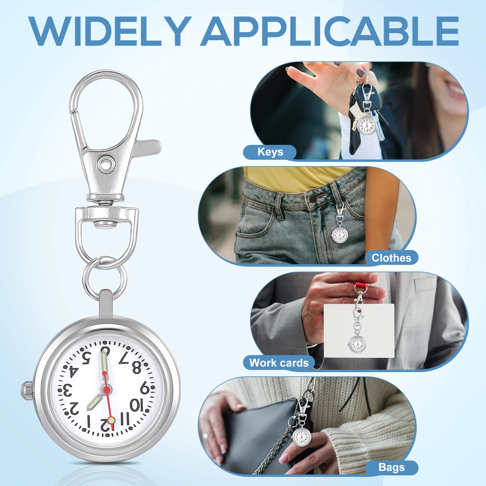 

Large Dial Nurse Watch Women Seconds Keybuckle Portable Pocket Watches Nurses Doctors Staff Glass Quartz Movement Glow