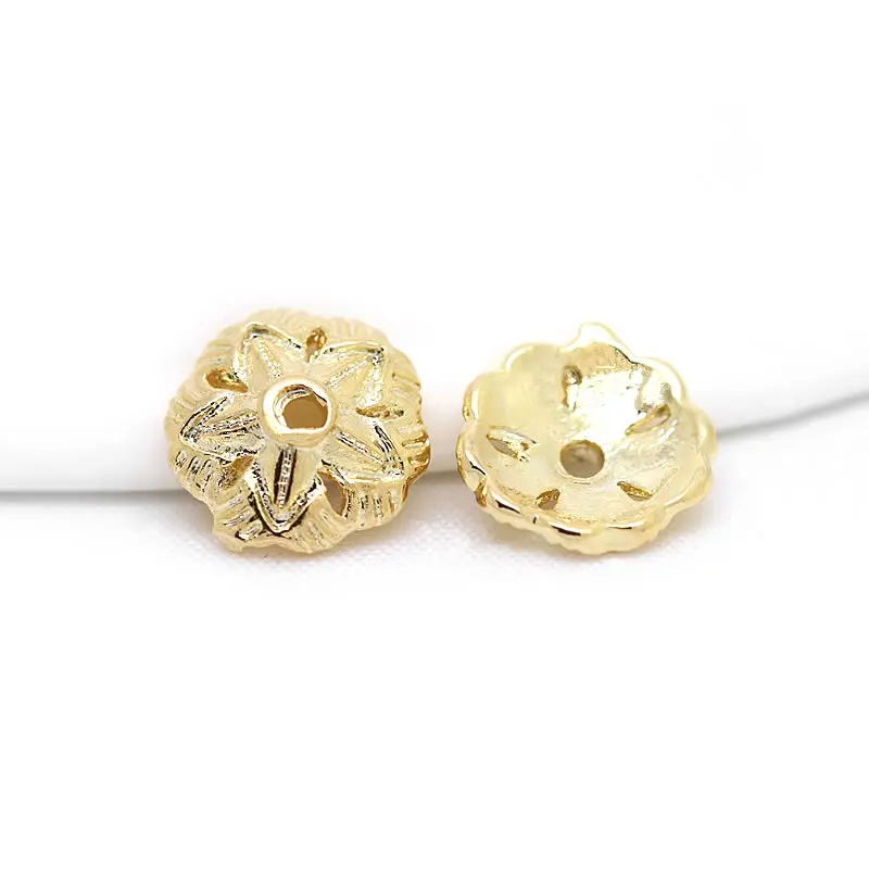 18K Gold Color Brass Snowflake Beads Caps High Quality Diy Accessories Jewellery Making Materials Rosediy Official Store