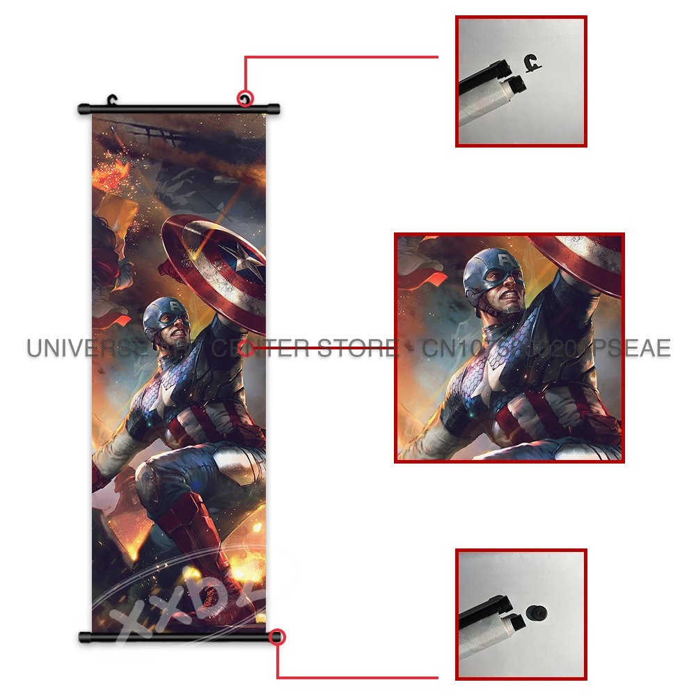 Marvel Poster Captain America Muurschildering Deadpool Home Decor Spider-Man Muurkunstwerk Hulk Hangend Schilderij Iron Man Scrolls Foto