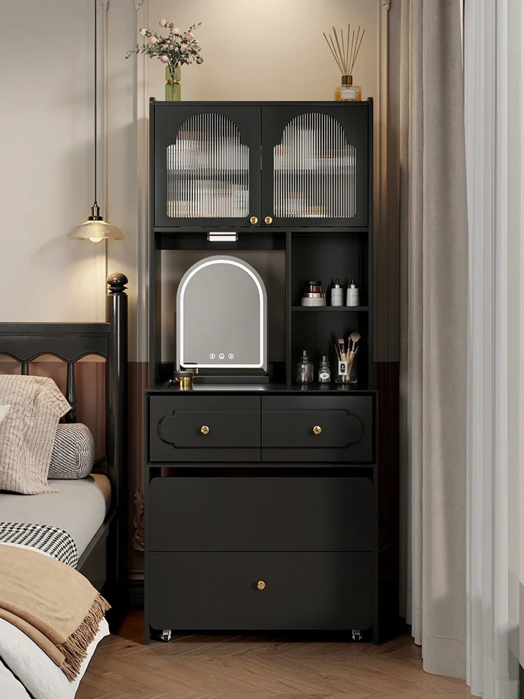 

American retro style dresser bedroom high cabineti ntegrated small apartment mini large capacity black dressing table