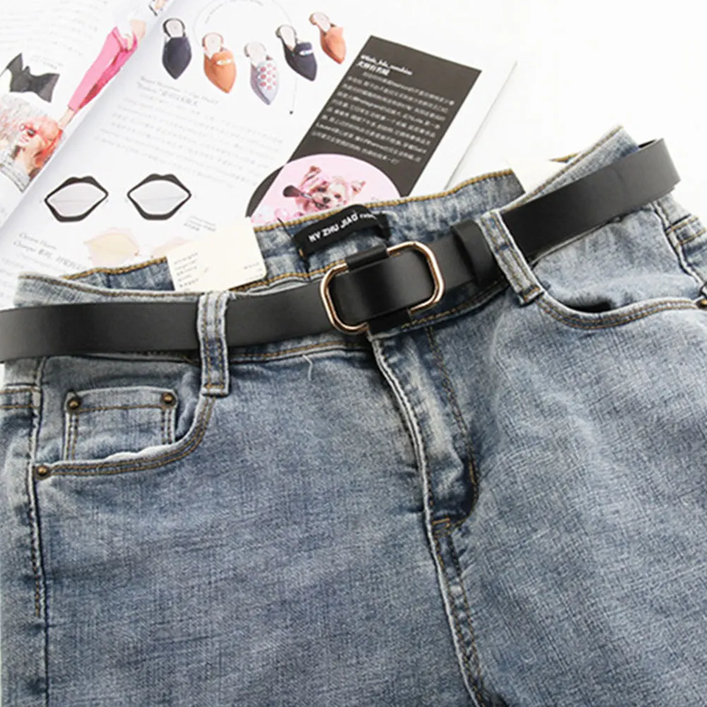 

1pc Pu For Women Waist Belt Sturdy Alloy Buckle Fashion Jeans Belt Elegant Design Black Gift For Family Festival