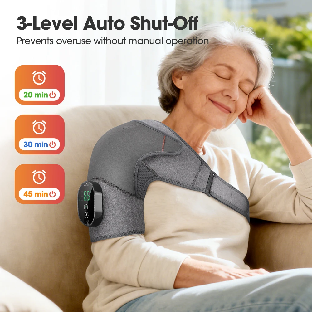 電気加熱振動膝マッサージャー肩肘サポートパッド調節可能な加熱肩マッサージベルト筋肉リラクゼーション用