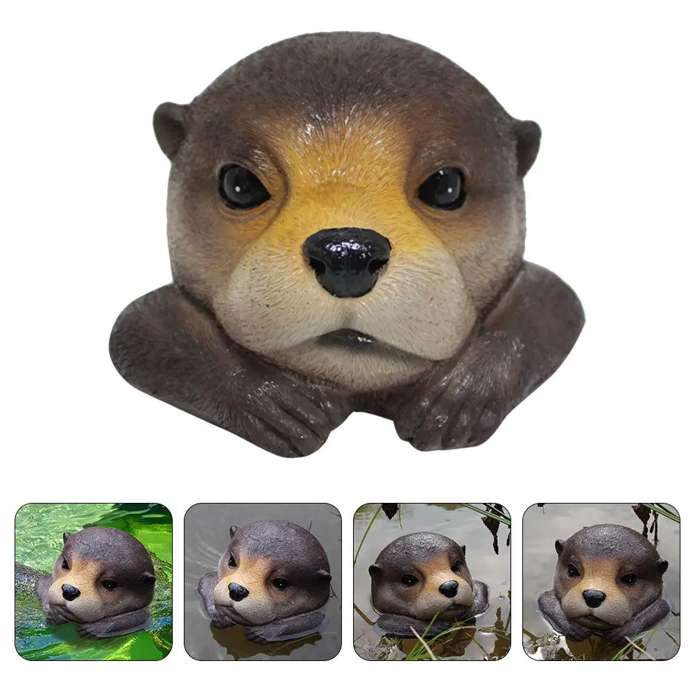 Miniature Resin Floating Otter Statue Realistic Garden Pond Decoration Floating Animal Sculpture Garden Resin Statues