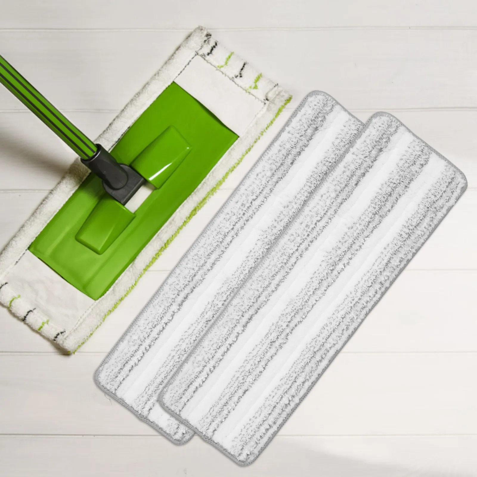 

2Pcs Flat Mop Pads Replacements Washable Reusable Mop Pad Refill for Home Office Floors Sparkling Clean No Lint