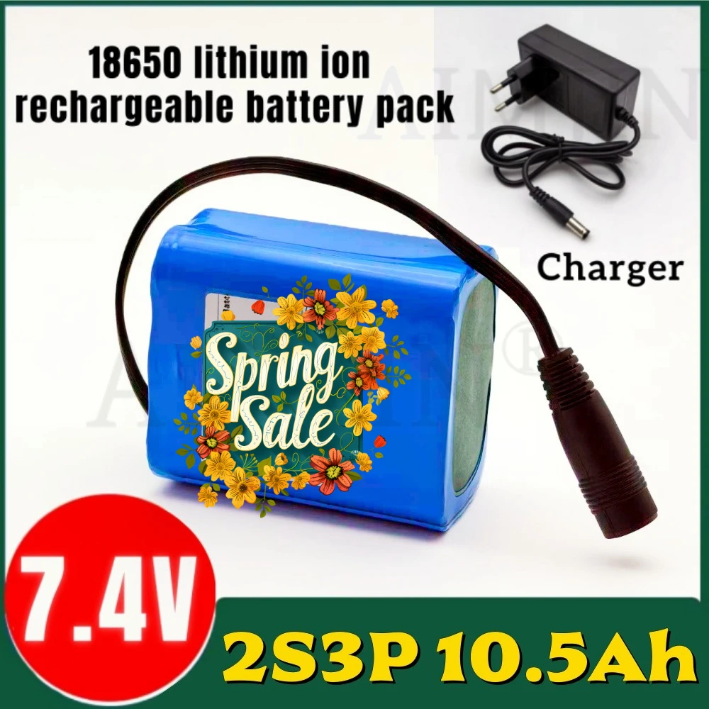 

18650 Lithium Battery Pack 7.4V 10500mAh Emergency DIY 2S3P Fishing LED Light Bluetooth Speaker 7.4V Lithium-ion Battery