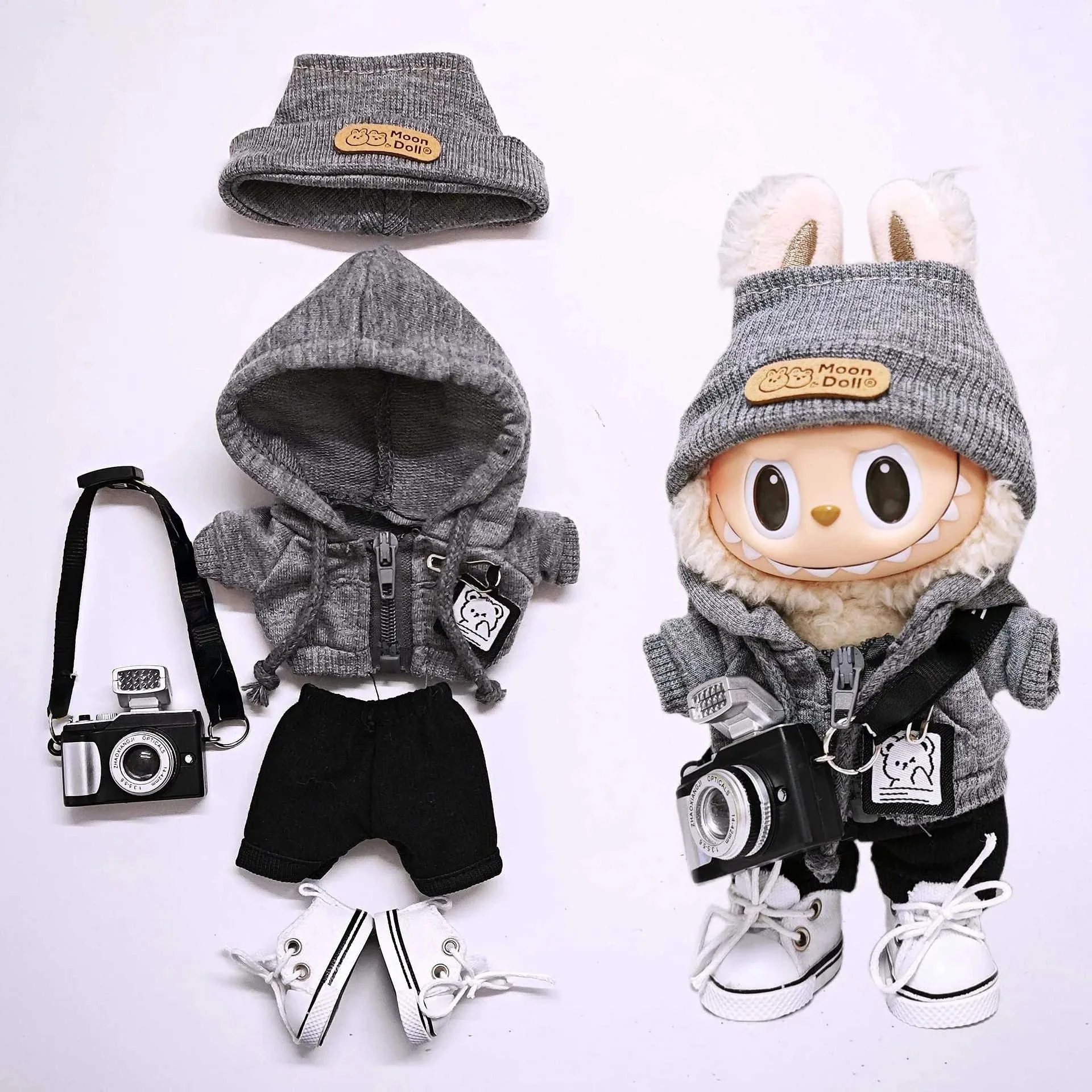 

15/17cm Clothes For Plush Labubu II Dolls Fashion OOTD Cute Jumpsuit Dress set Clothes Outfit Dolls Accessories Clothing Gift