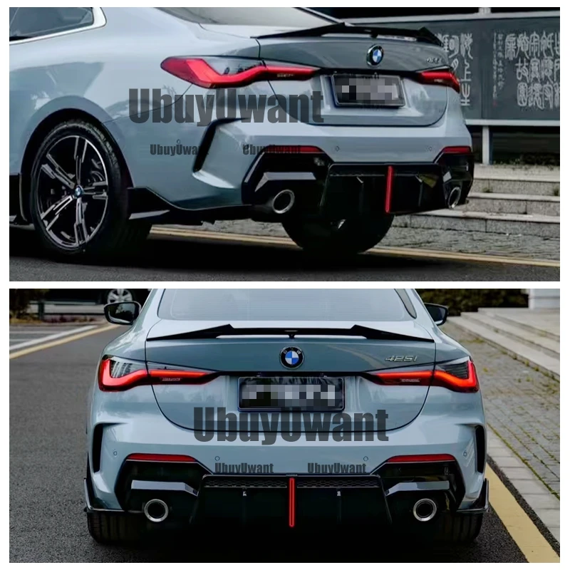Для BMW 4 серии G22 G23 2020-2025 ABS глянцевый черный автомобильный задний бампер диффузор 430i M440i M спортивный задний диффузор со светом Для BMW 4 серии G22 G23 2020-2025 ABS глянцевый черный автомобильный задний бампер диффузор 430i M440i M спортивный задний диффузор со светом