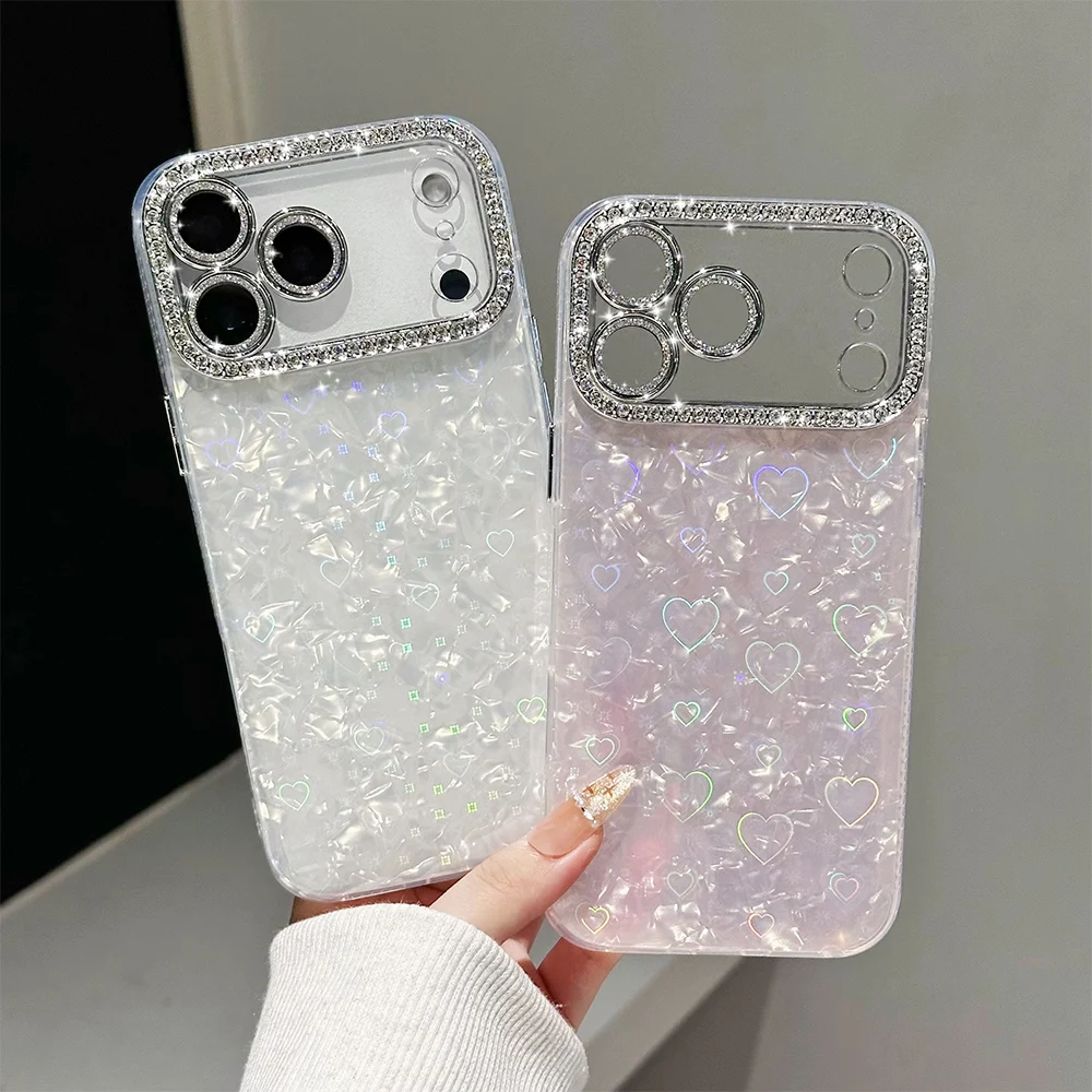 Coque de téléphone à motif d'amour, étui de protection pour iPhone 17 Pro Max 16 15 11 13 14 Plus 12 Air Bling Bling
