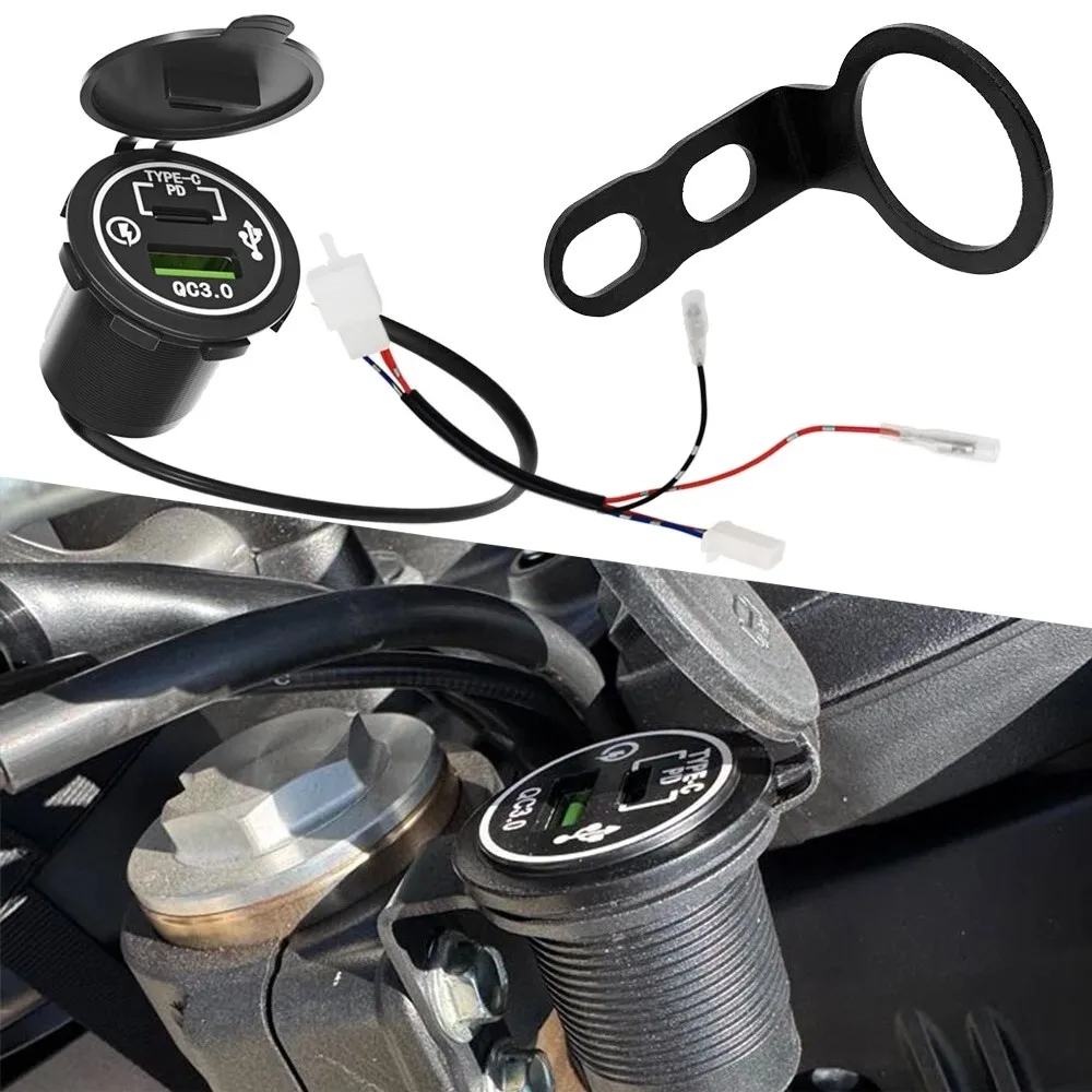 Fast Charger PD USB Type-C Port Kit W/Wire Harness Kit For KAWASAKI KLX300 300R 300SM 2020+ Accessories