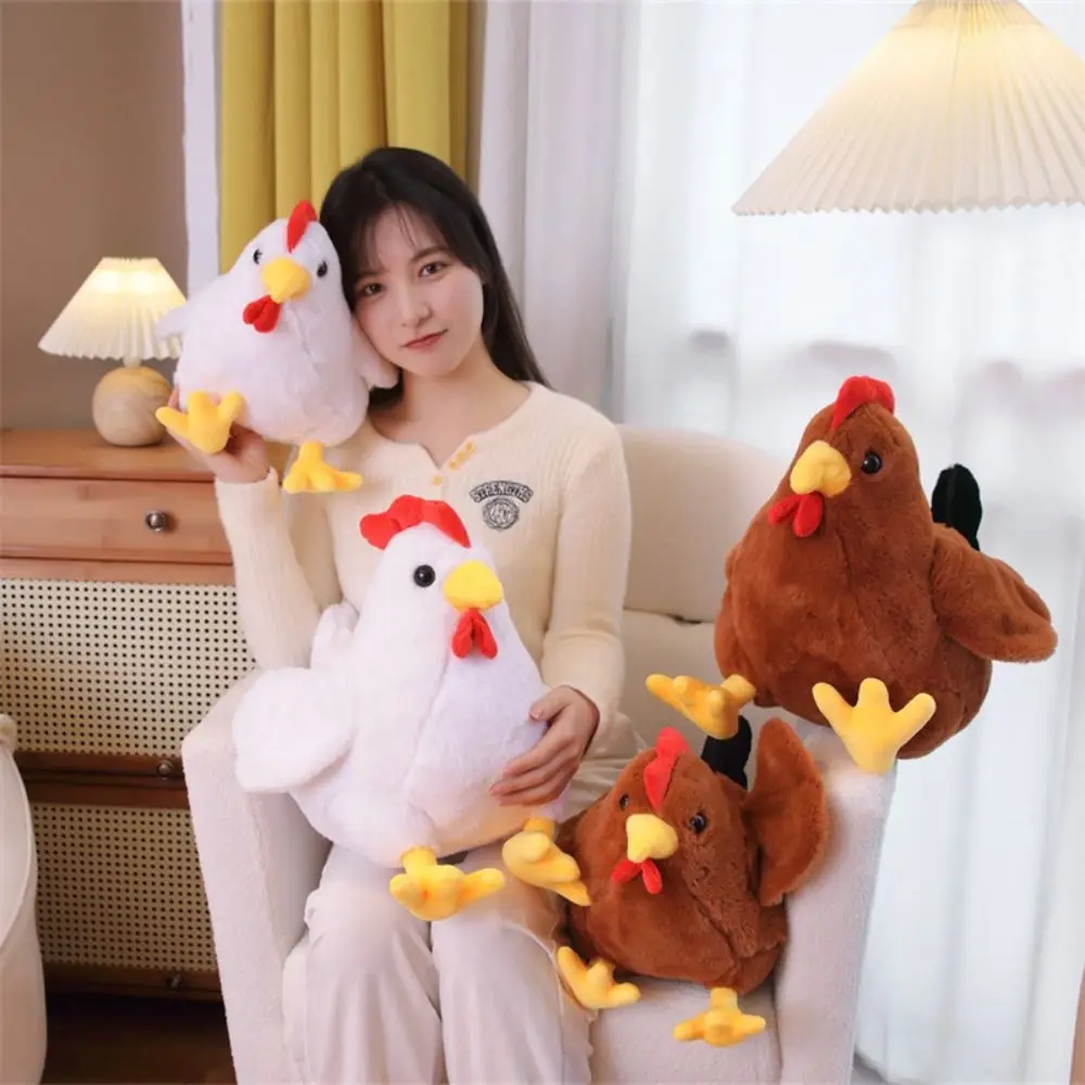 

Cute PP Cotton Simulation Chicken Plush Toy Hen Fluffy Chick Doll Throw Pillow Rooster Collection Chicken Plush Dolls Home Decor