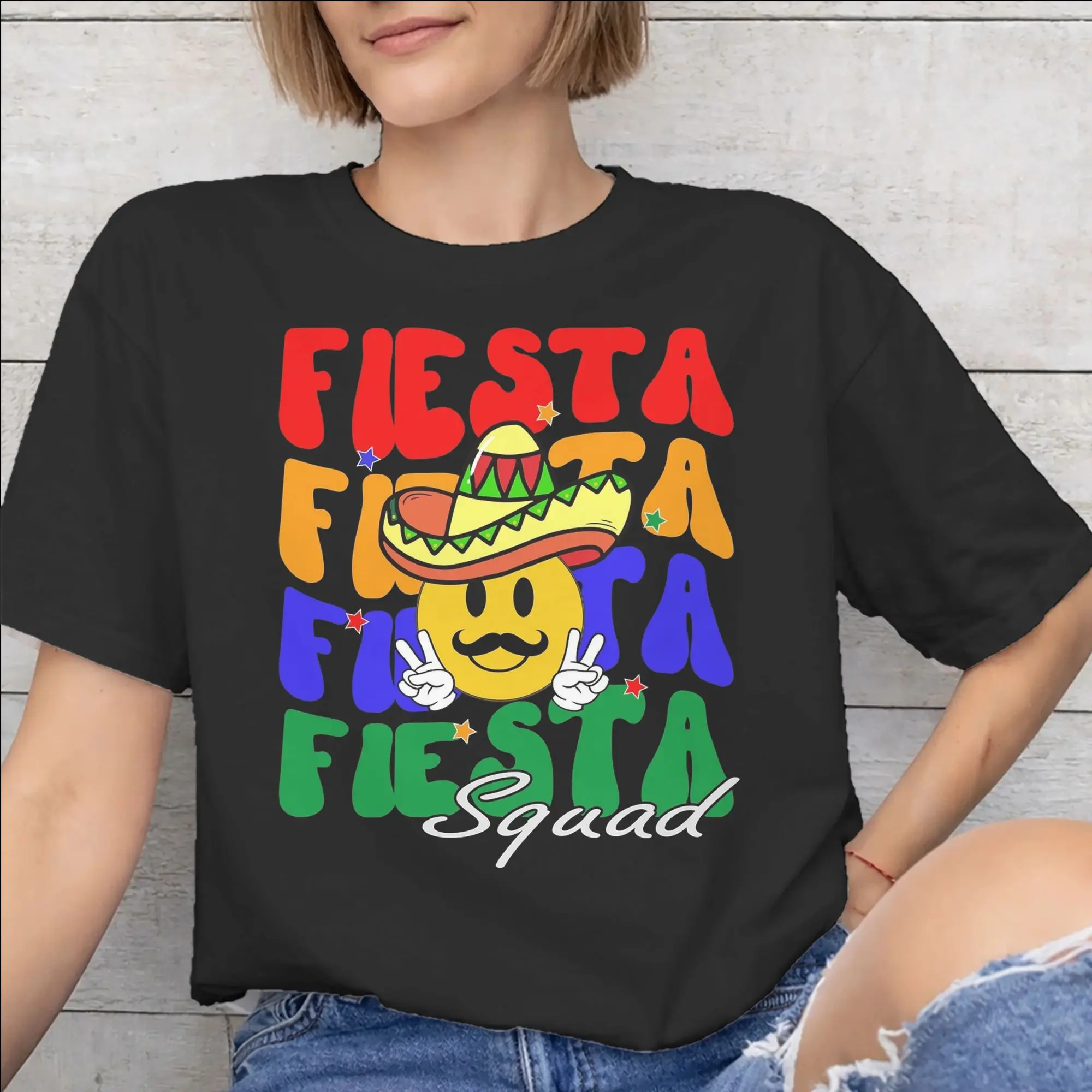 Fiesta Squad Cinco De Mayo Printed T Shirts for Men Women  Pure Cotton  Tee Shirt Clothes