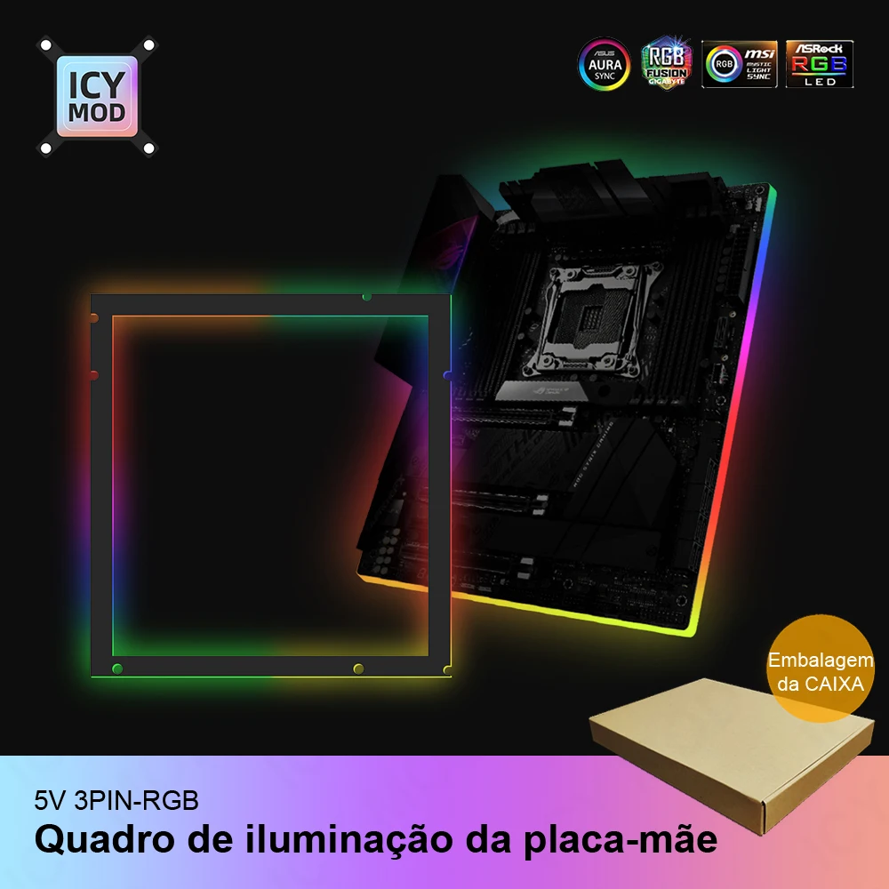 メインボード-a-rgb-照明フレーム-atx-matx-itx-5v3pin-マザーボード-バックライト-aura-sync-pc-ケース-led-ストリップ-レインボー-カスタム-mod-パネル