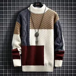Trendy Spring Sweater Loose Thermal Thick Streetwear Men Winter Sweater  korean fashion Retro Stripe Sweaters Men's Loose Pullov