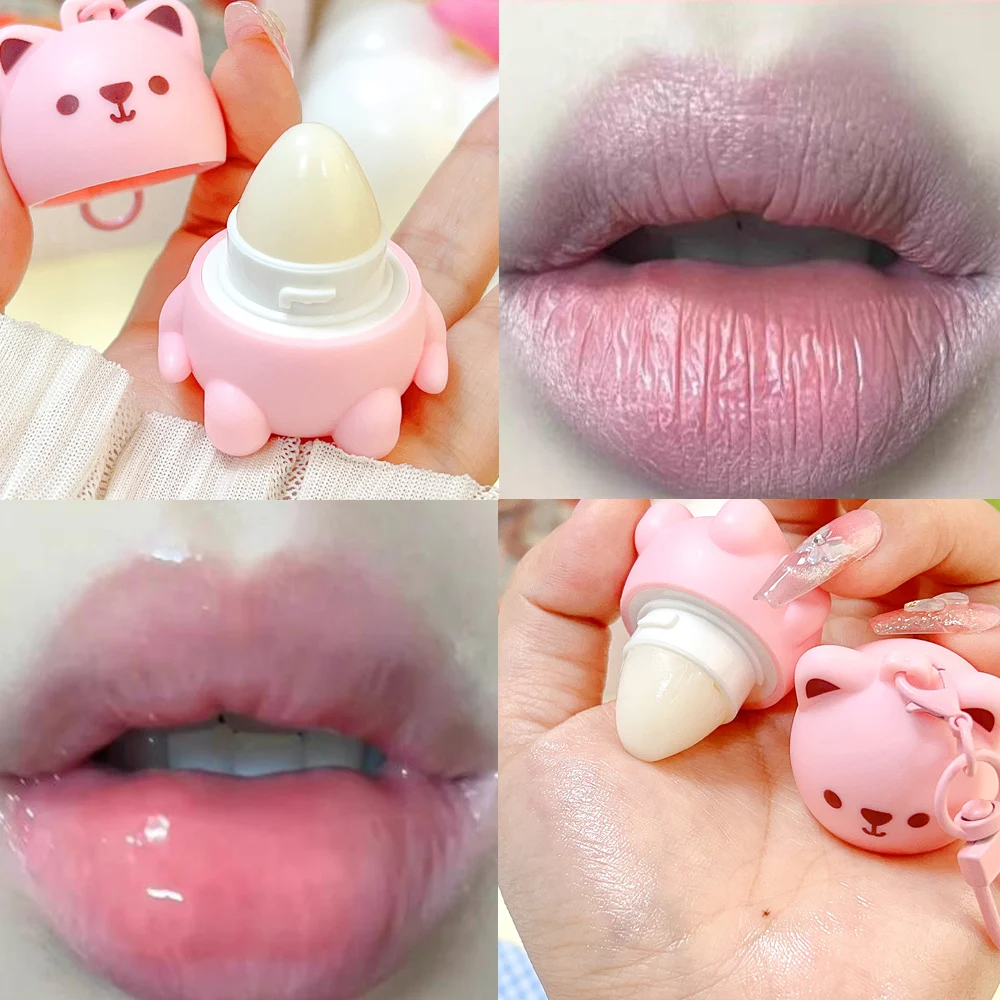 Fruit Bear Lip Balm Moisturizing Keychain Warming Lip Gloss Brighten Exfoliating Moisturize Dead Skin Repair Lips Care Makeup