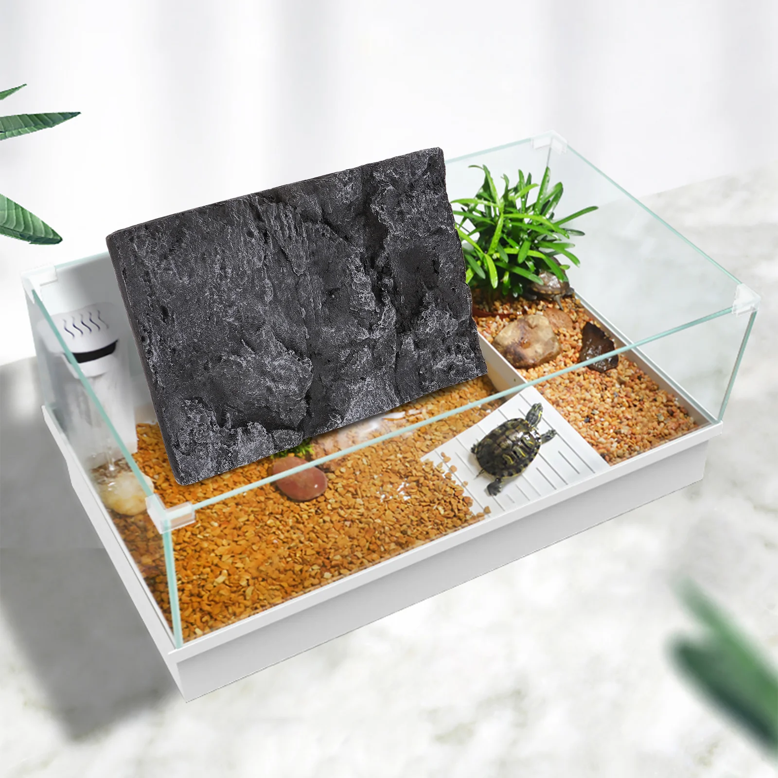 

3D Reptile Tank Background Board Pu Waterproof Durable Decoration For Turtle Terrarium Habitat Wall Living Room Kitchen Pet