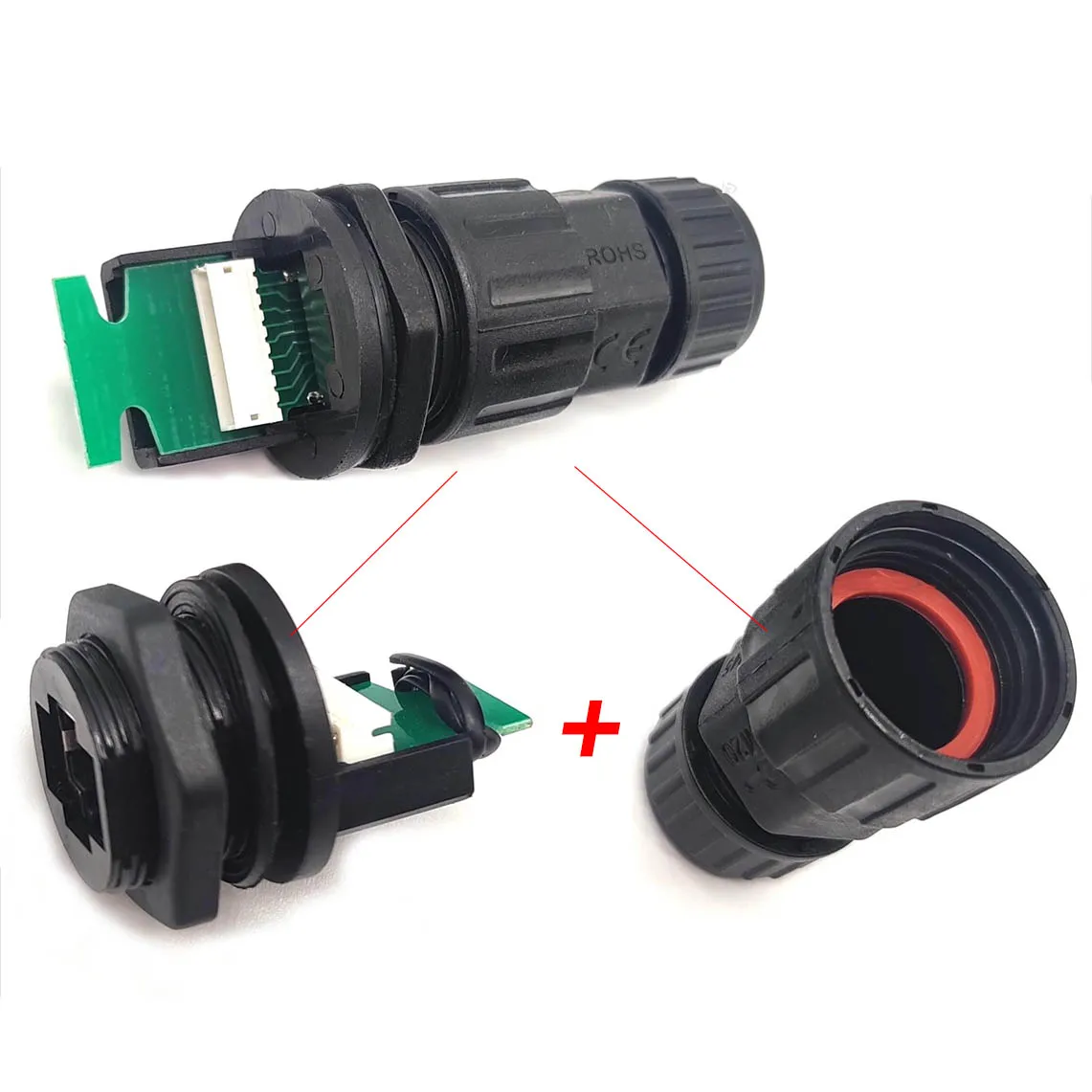 M20 Rj45 Netwerk Waterdichte Connector Buiten Ip68 Recht Door  Rj45 Plug Snel Aansluiten Netwerk Verbinding Adapter