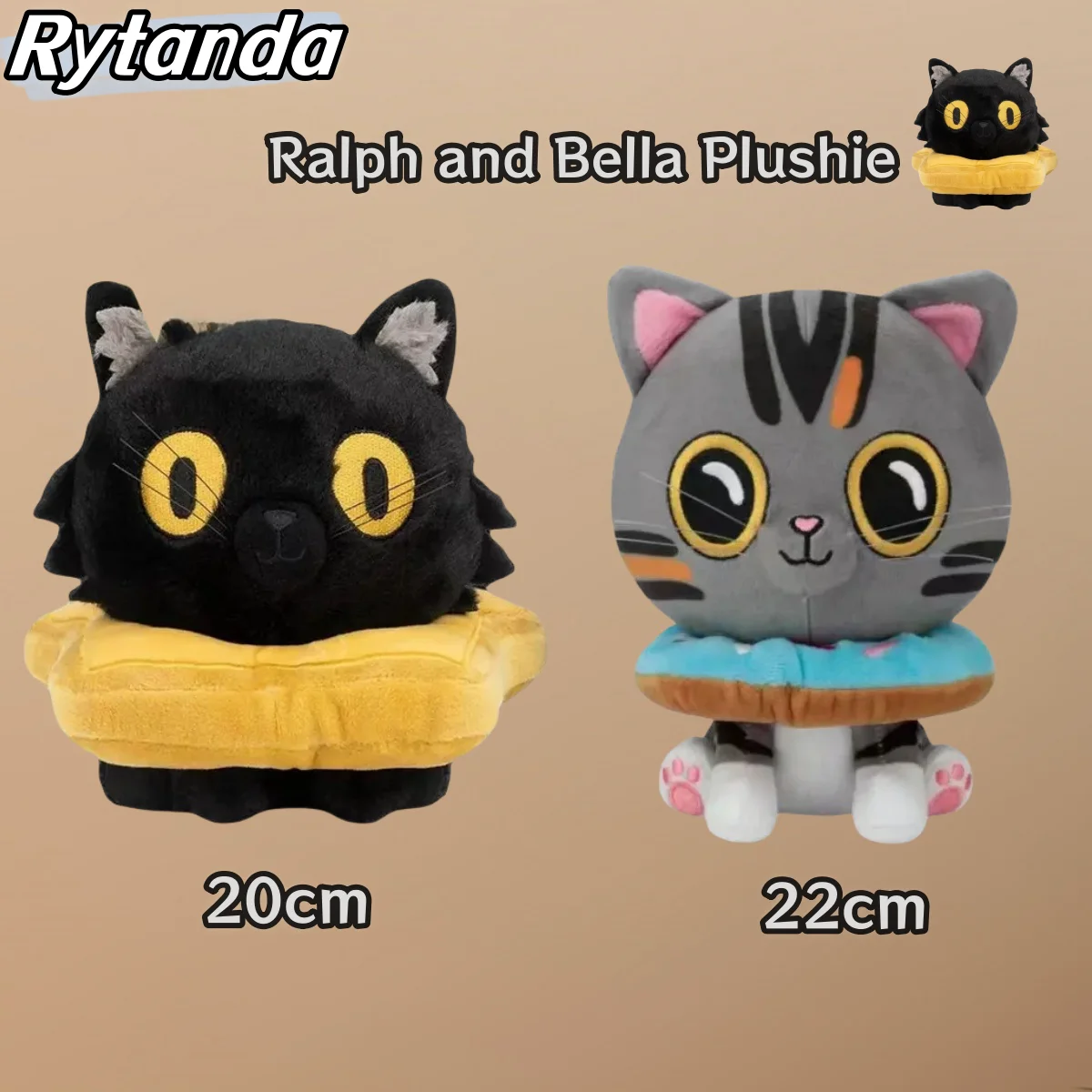 New Arrive Cute Soft 22cm Ralph and Bella Plushie Cartoon Cat Plush Office Nap Sleep Pillow Cushion Gift Doll For Kids Girls