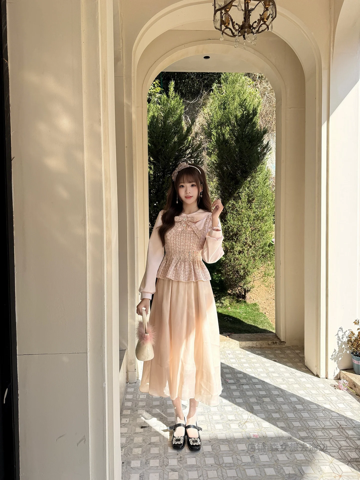 

Оригинальное длинное платье А-силуэта с длинными рукавами для девочек, из полиэстера, для повседневной носки, весна 2026 года