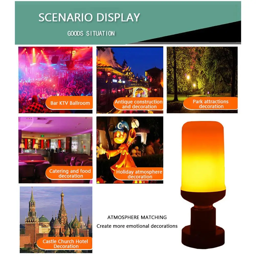 Led Vlam Effect Gloeilamp 4 Modi E27 Basis Vuur Lamp Met Zwaartekracht Sensor Voor Halloween Kerstfeest Decoratie