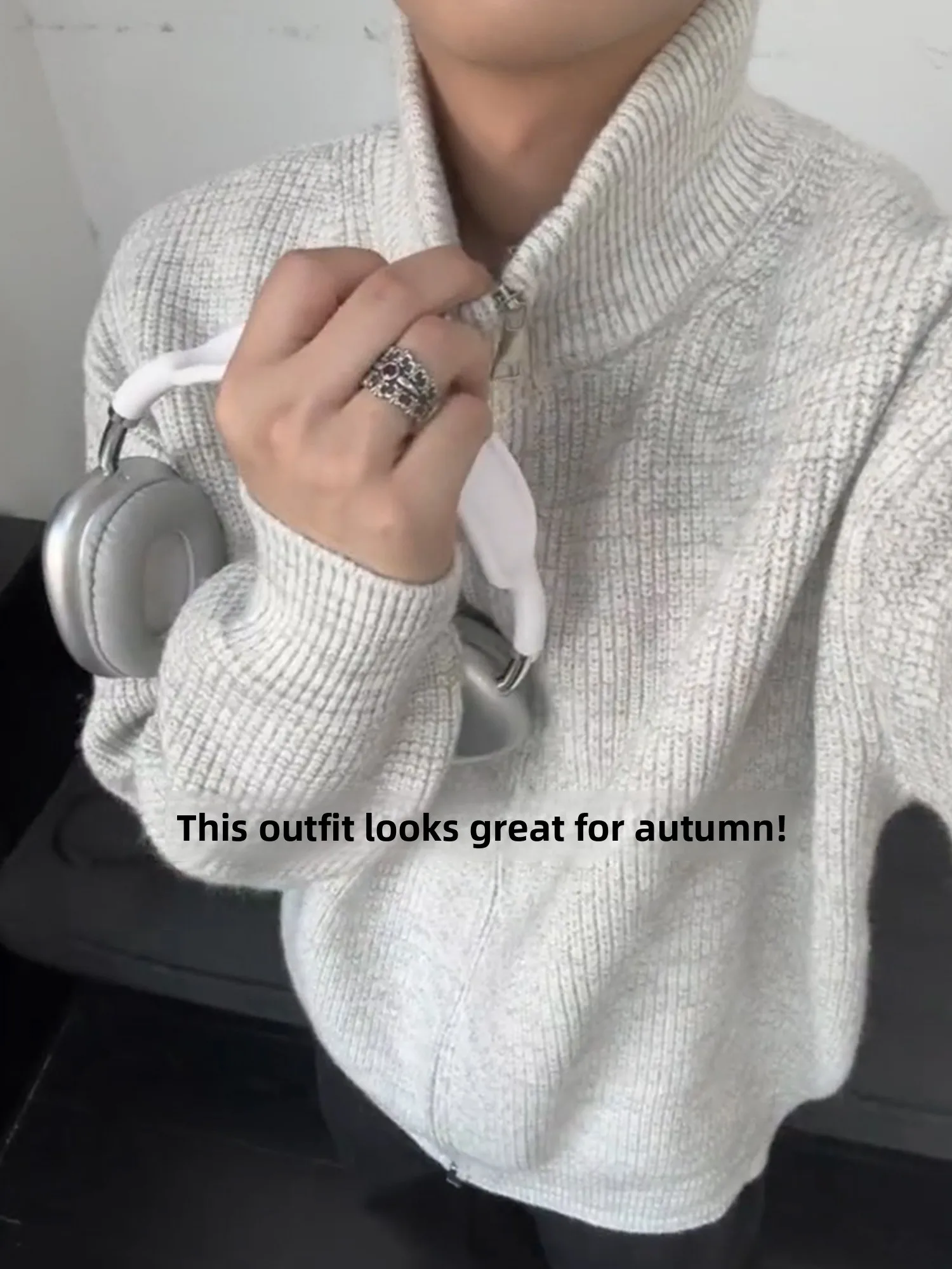 Maglione lavorato a maglia a collo alto Cleanfit da uomo autunno inverno con doppia cerniera cappotto cardigan con colletto alla coreana americano