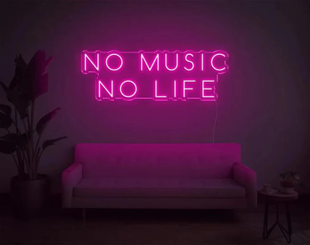 Custom Logo No Music No Life  3D Led Flex Transparent Acrylic Plexiglass Neon Sign Light Letter Board Party Background Decor