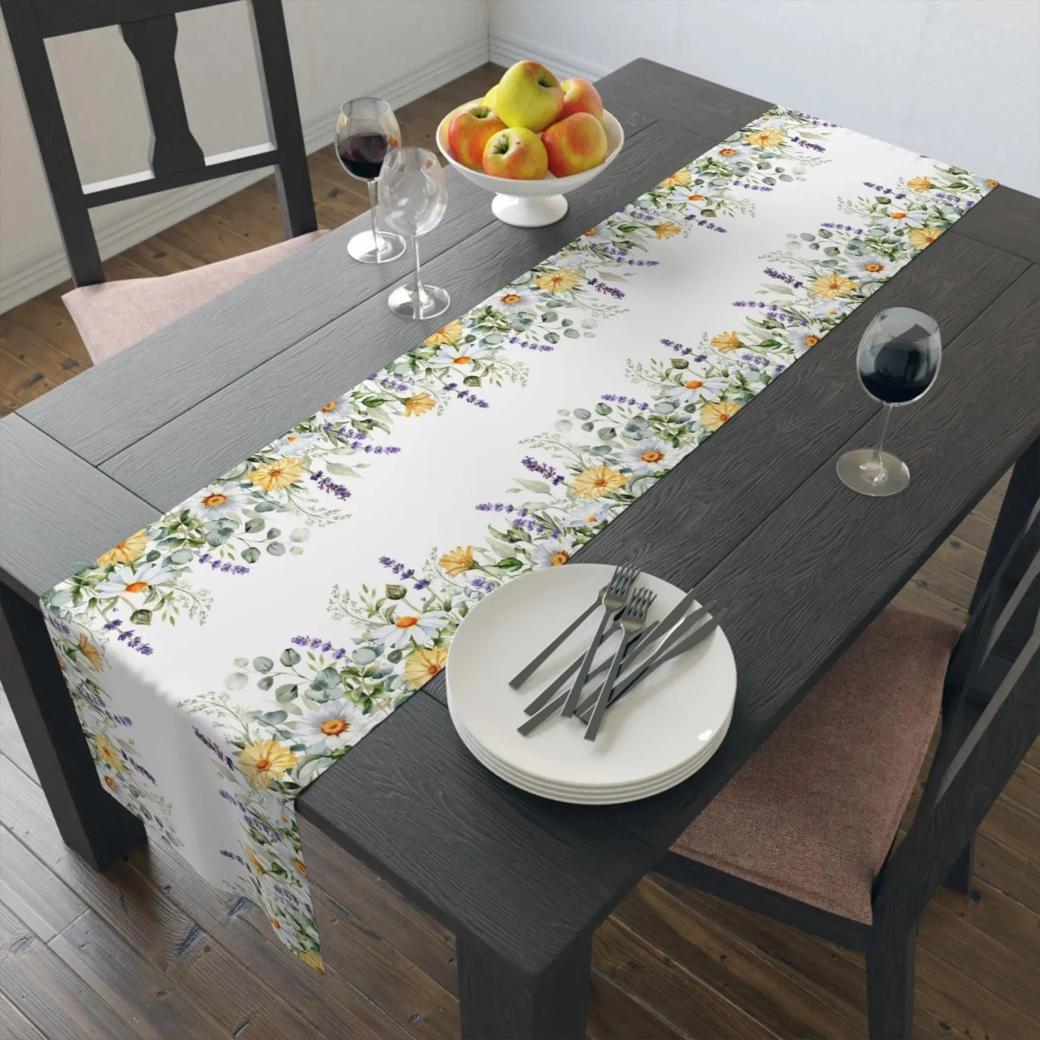 Floral table runner, Spring table runner,Easter table runner