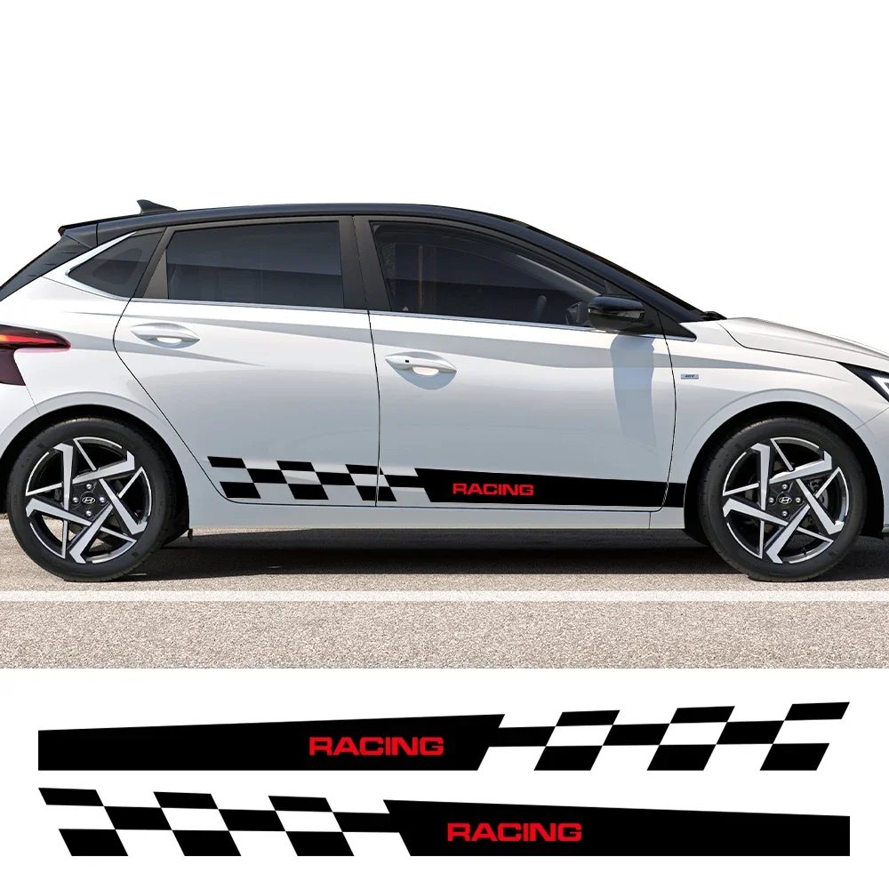 2PCS Car Door Side Skirt Sticker Decor Exterior Waterproof For Hyundai i20 WRC N Line 2009 2010 2011 2012 2017 2018 2022 2024