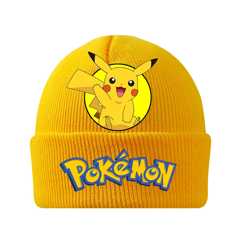 Pokemons Knitted Hat Pikachu Cartoon Anime Knit Cap Boys Girls Autumn Winter Warm Windproof Children's Hats Warmer Bonnet Gifts