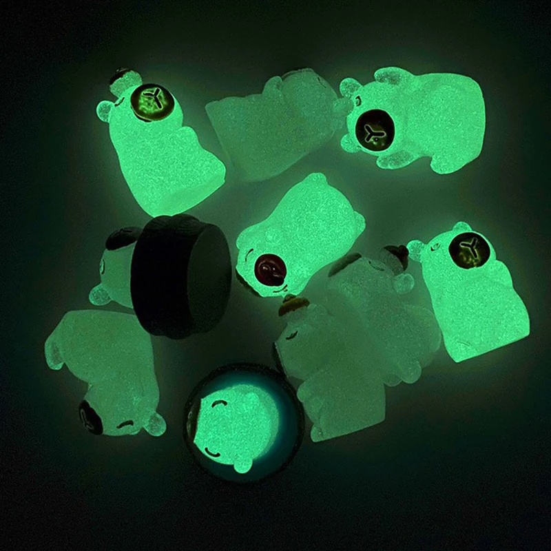 

2 шт. светящиеся миниатюрные фигурки капибар из смолы, светящиеся в темноте, милые миниатюры для сказочного сада, украшение для стола, декор для творчества своими руками