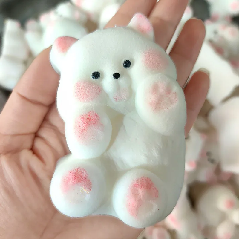 Kawaii Mochi Taba licin lucu keriting anjing kelinci penghilang stres iritasi mainan ujung jari hadiah ulang tahun anak perempuan