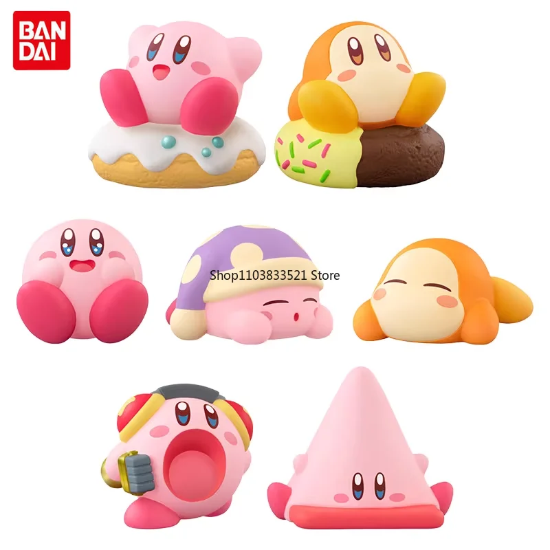 

BANDAI Kirby Doughnut Sleep Series Gashapon Toy Pink Devil Kirby Waddle Dee Action Figure Model Kids Surprise Gift Ornaments