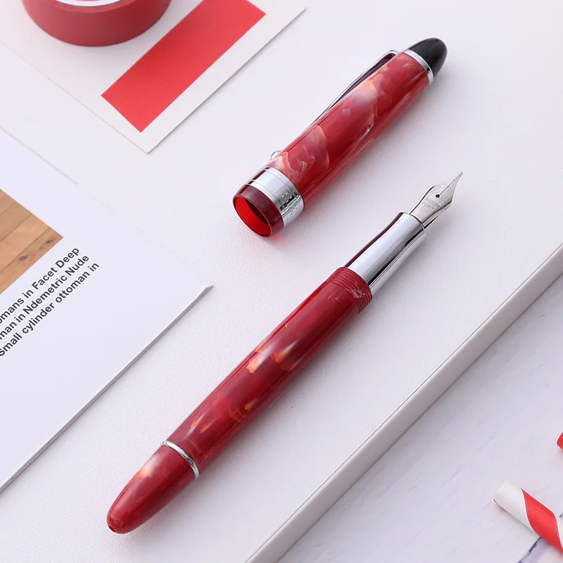 Luxus Füllfederhalter Kolben Acryl Tintenstift Kalligraphie Exquisite Schule Bürobedarf Retro Stifte 0,5 mm EF/F Feder BLAU ROT Grün – Detail 2
