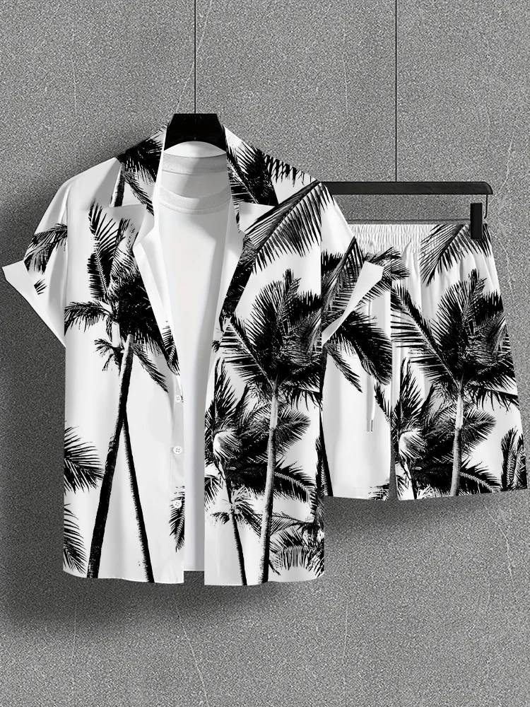 

Summer Letter Graffiti 3D Print Men Shirt Sets Fashion Short Sleeve Shirt Casual Beach Shorts Streetwear Hawaiian Suit Clothes