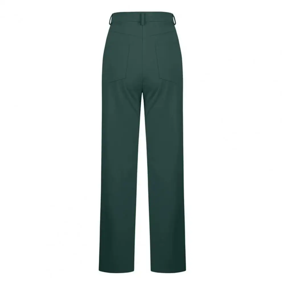 

Women Trousers Women's Straight Leg Business Work Pants with Pockets Solid Color Super Elastic Long Trousers for Office Wear