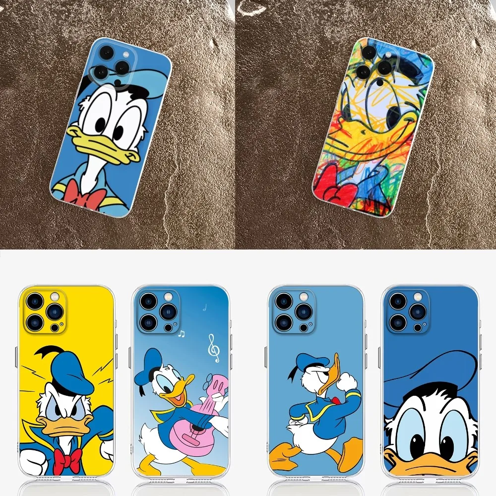 Cute Duck Phone Case  For IPhone 16,15,14,13,11,12 Pro Max Mini X XR XS 7,8 Plus SE D-Donald Clear Shockproof D-Donald Cover