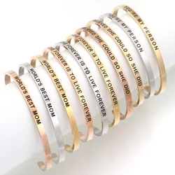1 Strand Stainless Steel Open Mouth Engraving Bracelet Adjustable Luxury High-end European and American Style Birthday Gift