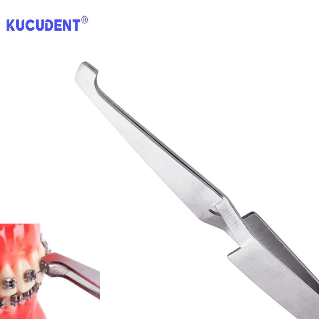1 PC Dental Orthodontic Bracket Tweezers - Stainless Steel Reverse Action Serrated Tips for Braces & Buccal Tube Placement