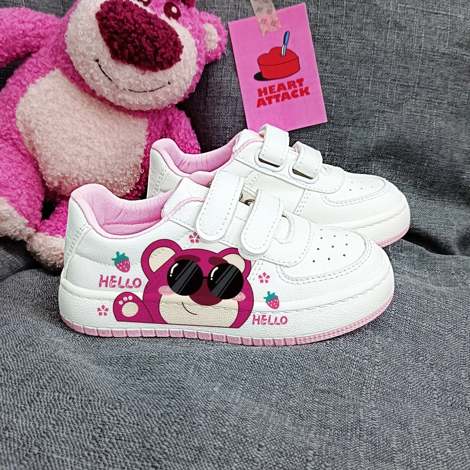 Disney kids cartoon Lotso Bear cute Casual shoes soft sports shoes for gift EU size 25-38