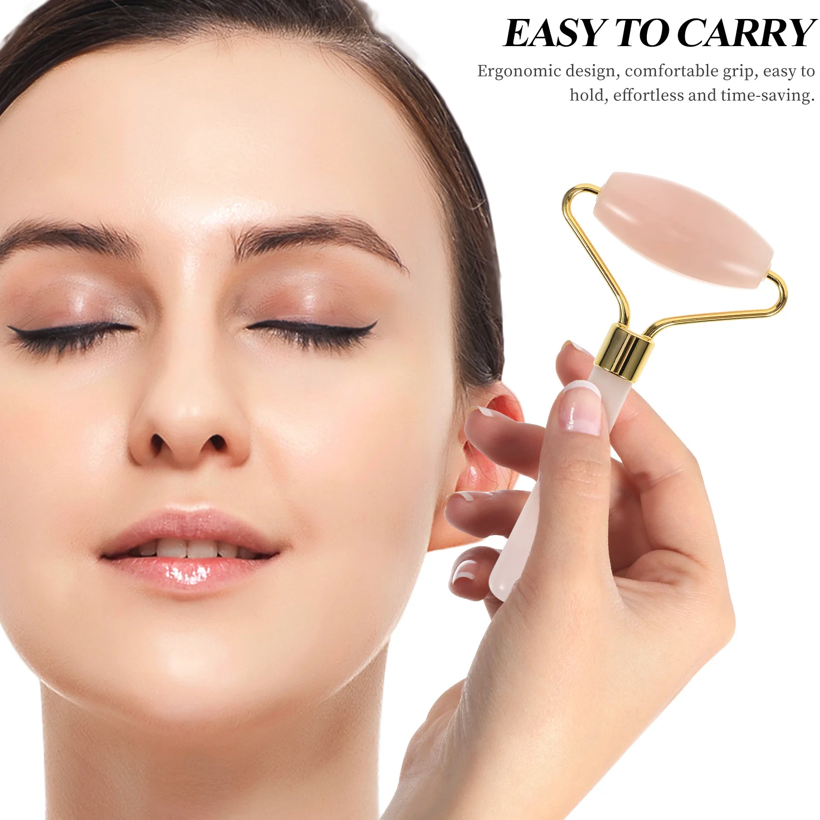 Jade Facial Roller Manual Massager Cool Surface for Face Body Eyes Neck Ergonomic Design Absorb Cream Effectively