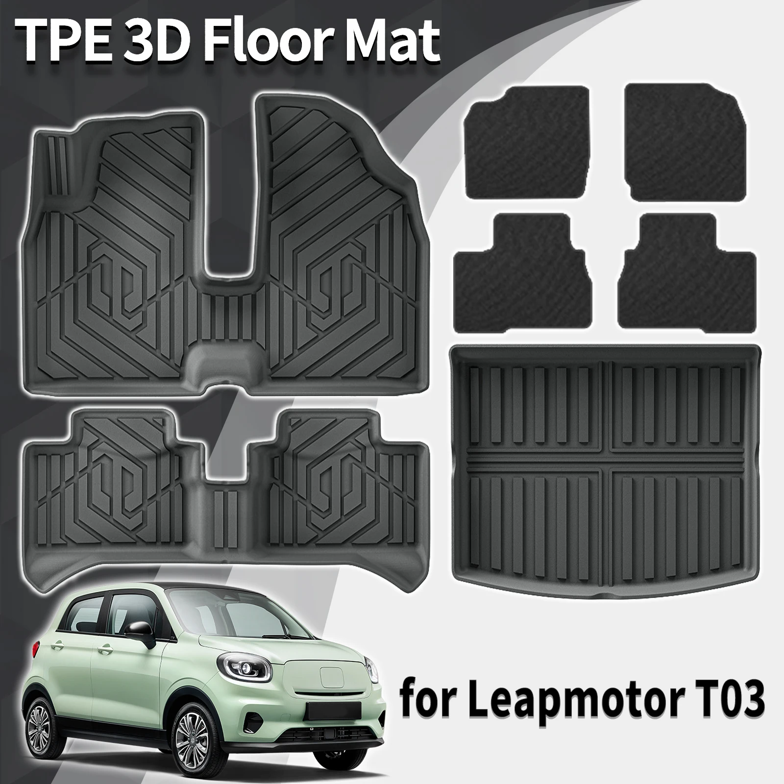 

Для Leapmotor T03 LHD 2024 2025 2026 Роскошные экологически чистые автомобильные коврики из ТПЭ, без запаха, нетоксичные аксессуары по индивидуальному заказу