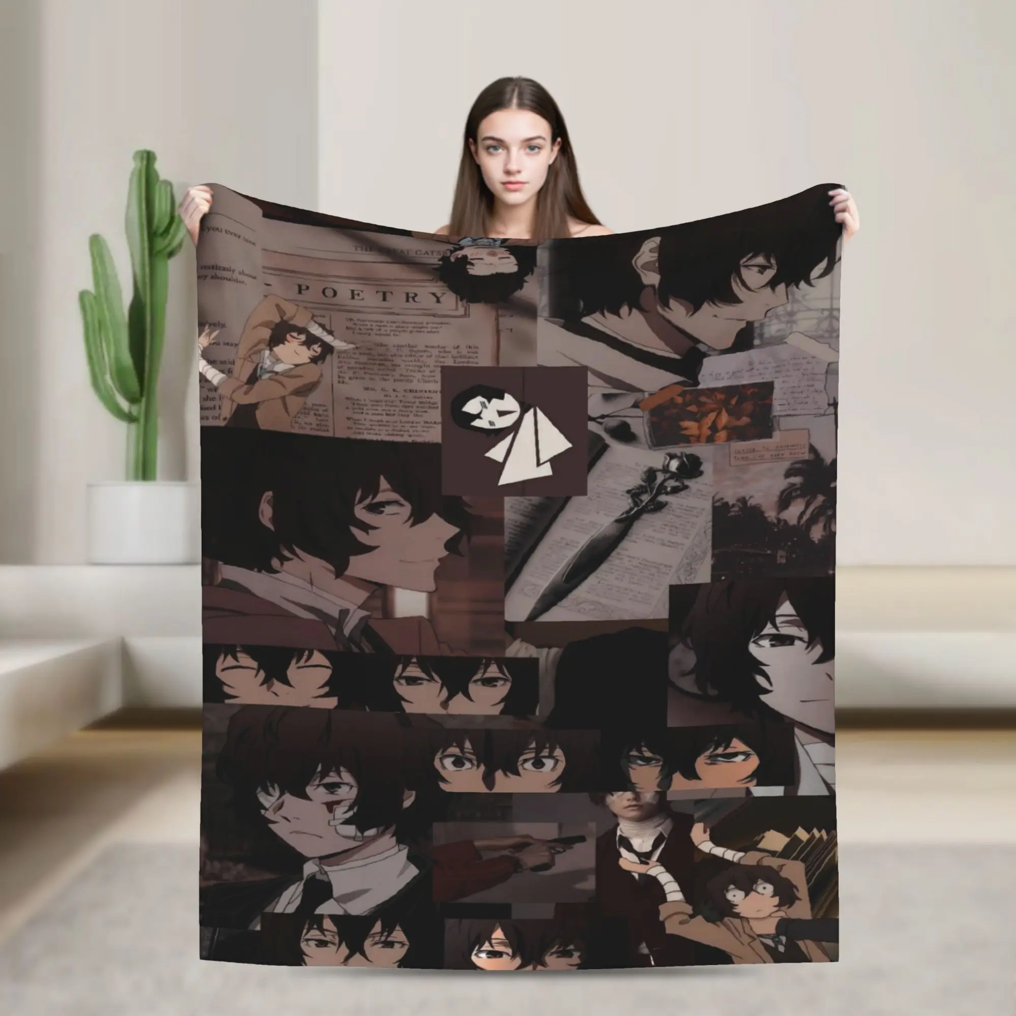 Dazai Bungo Stray Dogs Blankets Quality Super Warm  Throw Blanket Winter Picnic Couch Chair Funny Bedspread