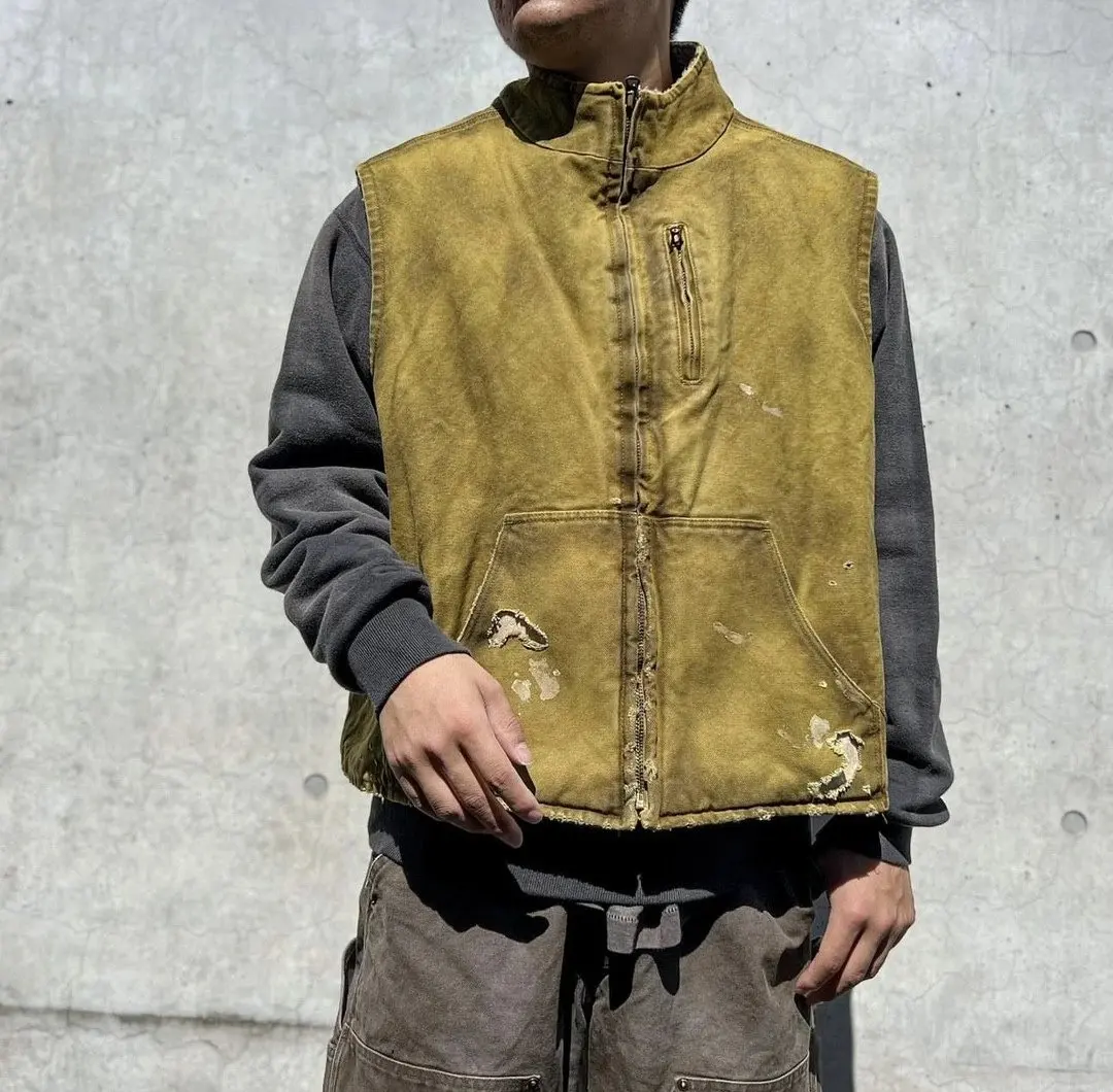 

Waed Vintage Lamb Velvet Vest ex Destruction Sle Youth Faion Autumn Casual Zipper Closure Color American Leisure