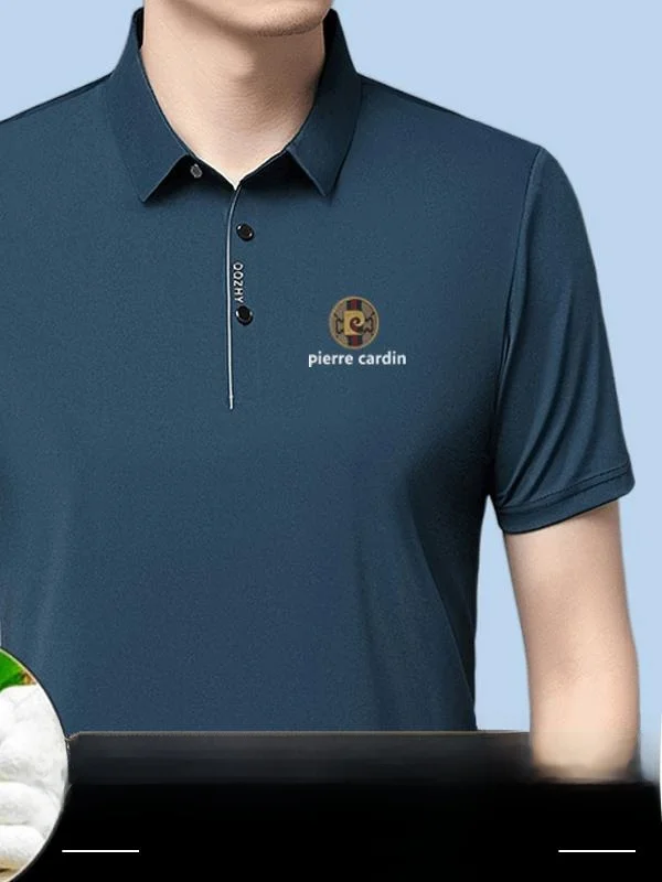 

Летняя мужская футболка Pierre Cardin из высококачественного шелка, повседневная, универсальная, тонкая, свободного кроя, из ледяного шелка