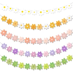 1set Daisy Banners Birthday Party Flower Garland Spring Summer Daisy Theme Party Decoration Baby Shower Wedding Party Banner