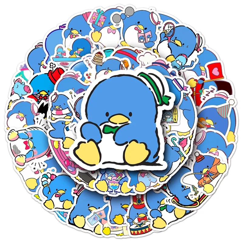 50pcs Tuxedo Sam Cartoon Paper Cute Blue Penguin Sticker Waterproof DIY Decorative Water Cup Laptop Luggage Desktop Sticker