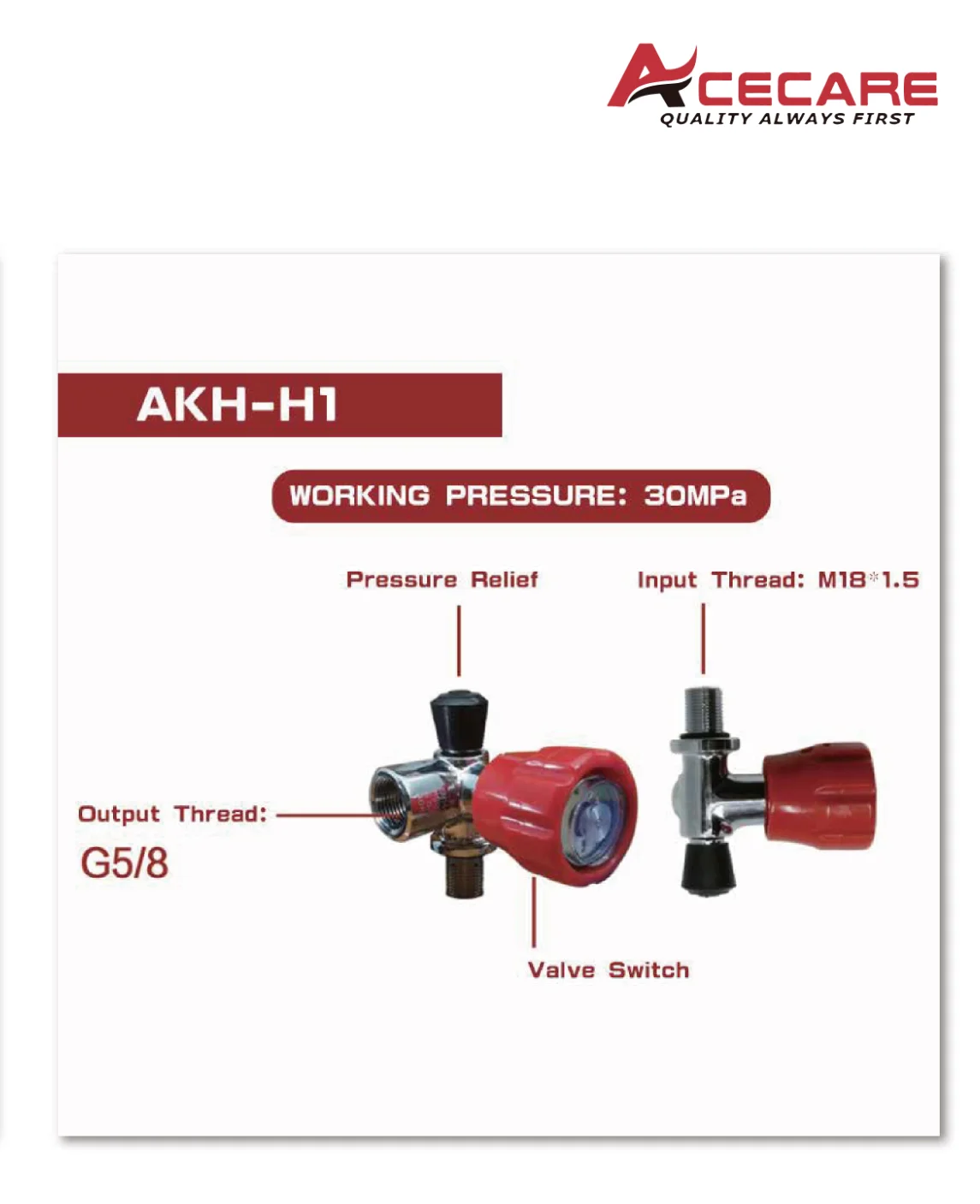 Imagem -06 - Acecare Alta Pressão Cilindro com Válvula Reguladora Cilindro de Fibra de Carbono Tanque Hpa para Mergulho 6.8l 4500psi 300bar M18 x 1.5