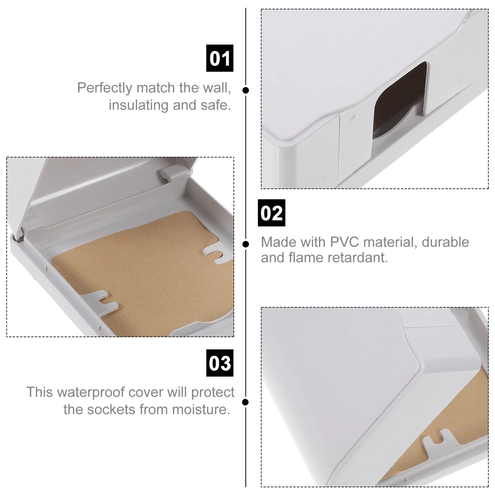 

2Pcs Waterproof Socket White Durable PVC Wall Plate Protector Safe for Home Office Hospital Guard