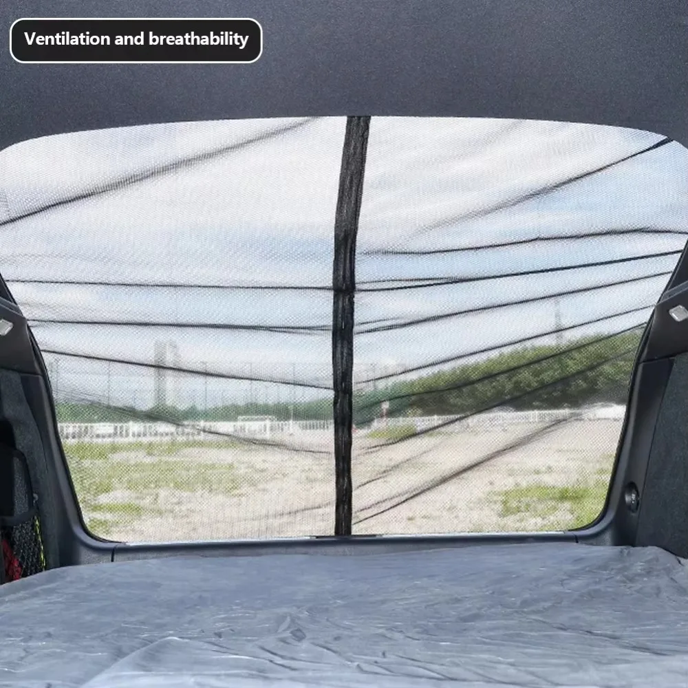 Ventilated Magnetic Car Trunk Mosquito Net Insect Proof Two-way Zipper SUV Tailgate Mesh Screen Sunshade Fine Mesh