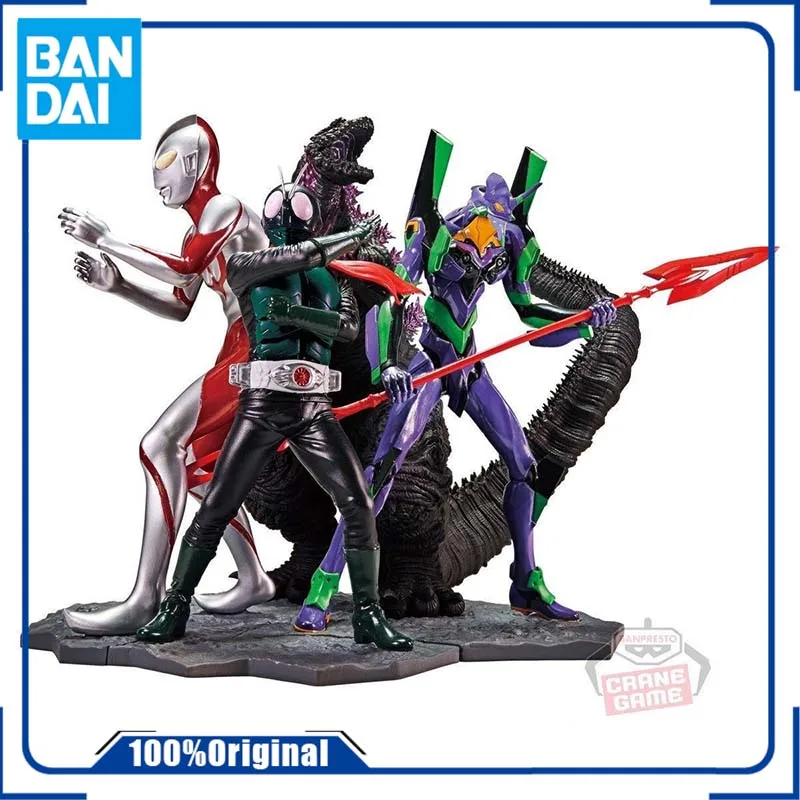 BANDAI Original Banpresto New Universe Hero Godzilla Ultraman EVA-01 Kamen Rider PVC 15cm Collectible Boxed Ornaments Model Toys